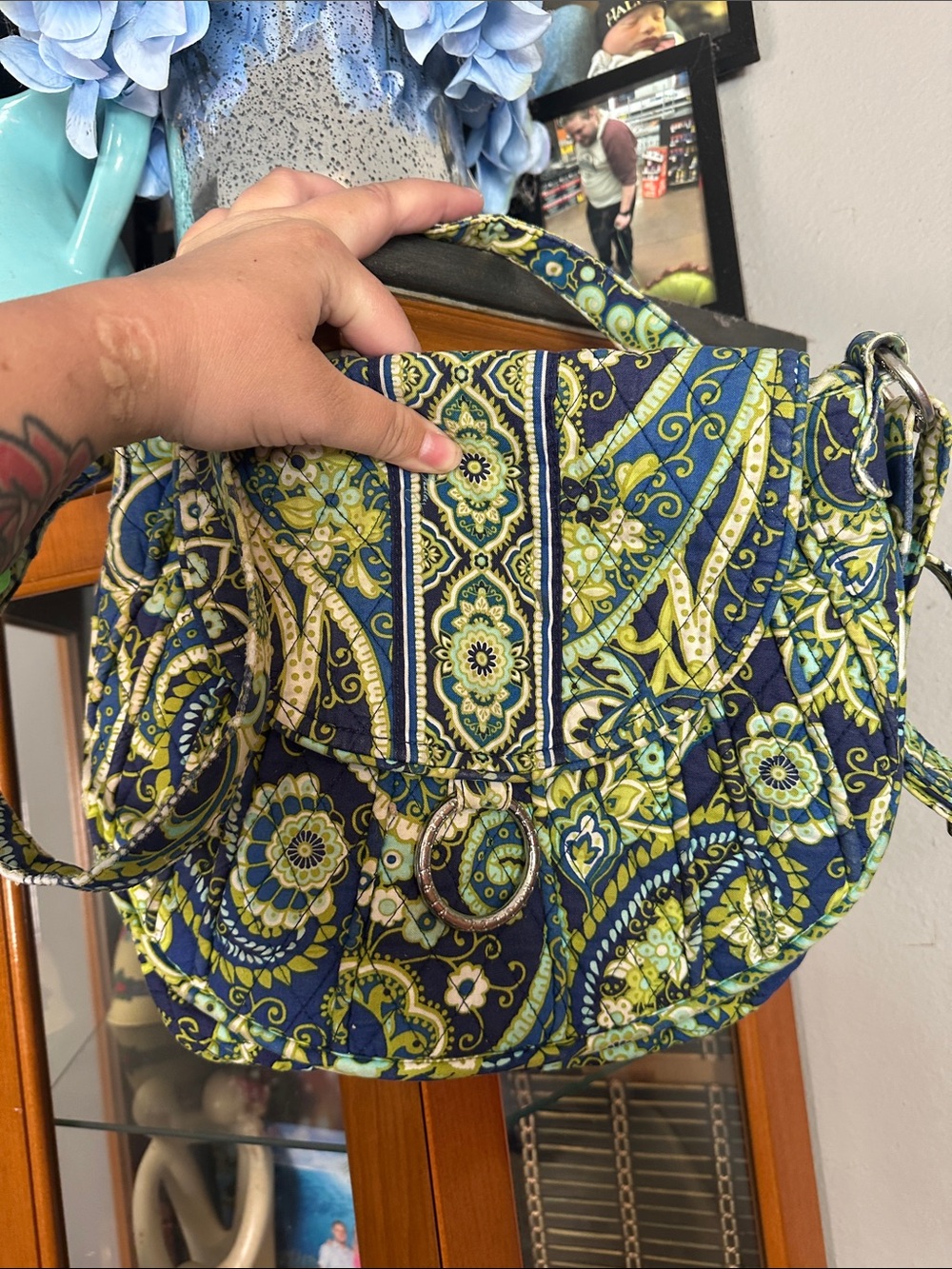 Vera Bradley Paisley Quilted Crossbody Bag - Navy, Lime, Teal